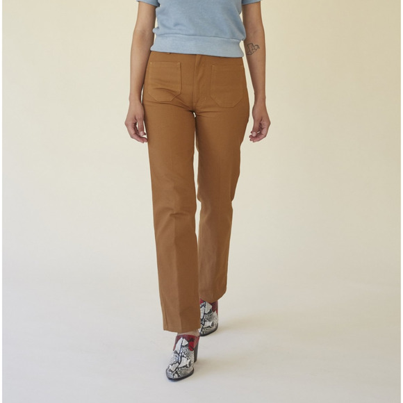 LYKKE WULLF Women's PErfected Ranch Pant Organic Cotton canvas Honey sz 0 - Picture 1 of 8